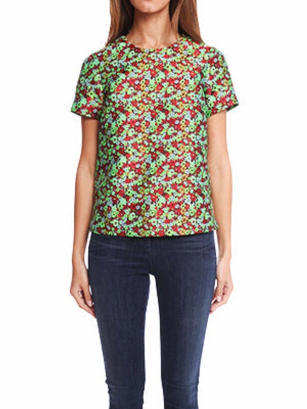 Elizabeth and James Shell Top Floral Short Sleeve Crewneck Top | Size 0